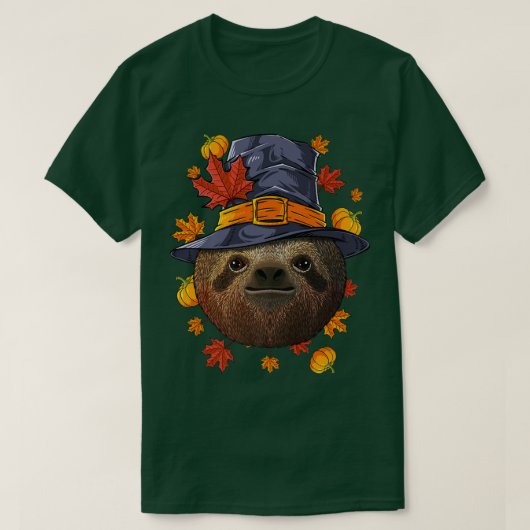T-shirt Thanksgiving Sloth Pilgrim Costume Automne Automne (Design devant)