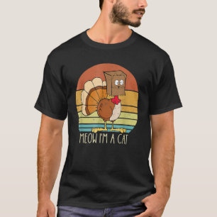 T-shirt Thanksgiving Turkey Fake Cat Retro