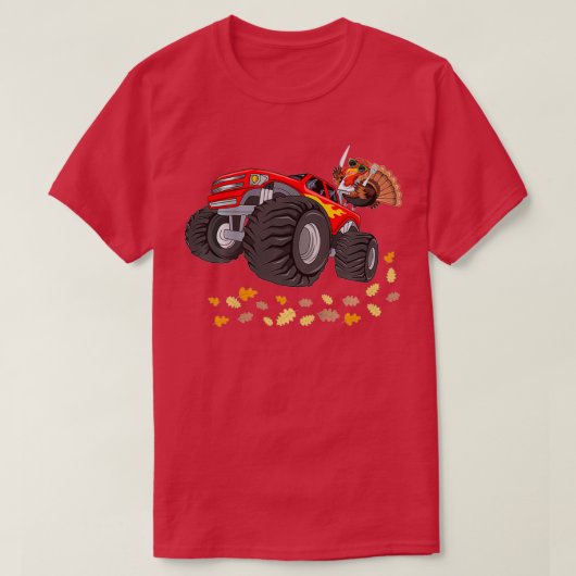 T-shirt Thanksgiving Turkey Riding Monster Truck 1 (Design devant)