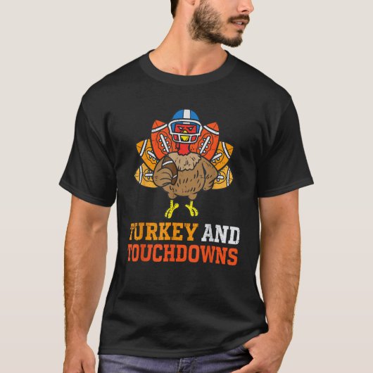 T-shirt Thanksgiving Turquie Et Touchdowns Footba Américai (Devant)