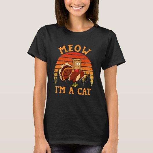 T-shirt Thanksgiving Turquie Fake Cat Retro 1 (Devant)