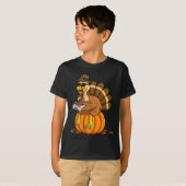 T-shirt Thanksgiving Turquie Joueur Citrouille Garçons Enf (Devant entier)