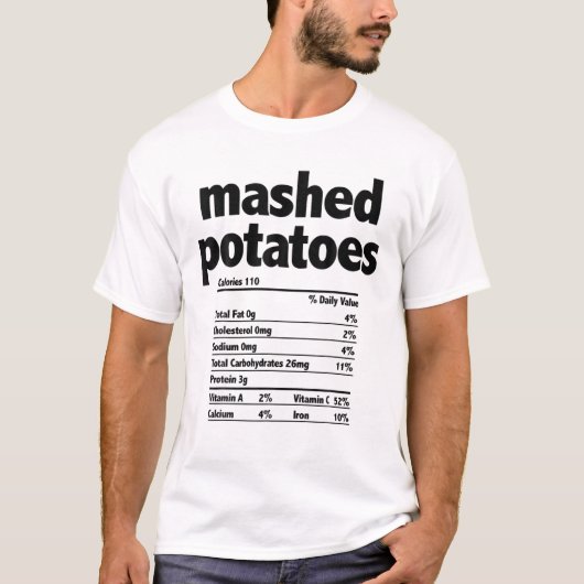 T-shirt Thanksgiving Xmas Costume Nutrition Fiches Mashed (Devant)