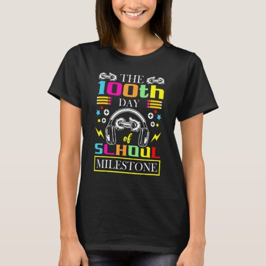 T-shirt The 100th Day Of School Milestone Game Player Kid (Devant)