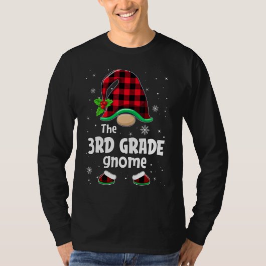 T-shirt The 3rd Grade Gnome Buffalo Plaid Christmas Matchi (Devant)