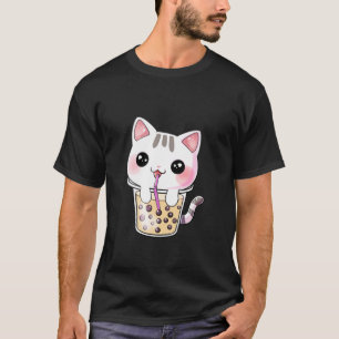 T-shirt Thé à bulle de chat Kawaii