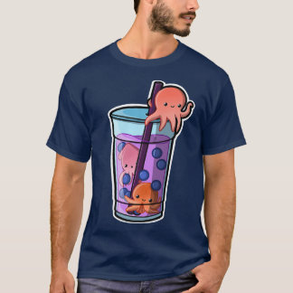 T-shirt Thé à bulle de poulpe Adorable Kawaii Animal migno