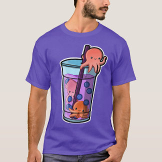 T-shirt Thé à bulle de poulpe Adorable Kawaii Animal migno