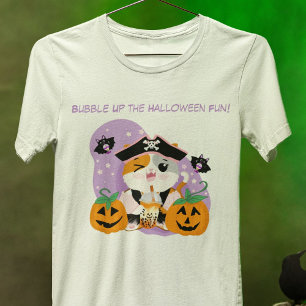T-Shirt Thé à bulles avec un chat kawaii pirate Halloween