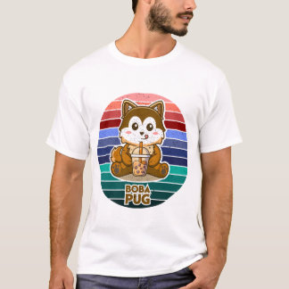 T-shirt Thé à bulles Boba Pug Kawaii Cadeau Rétro pour ama