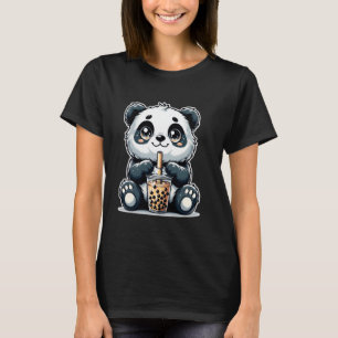 T-shirt Thé à bulles de boisson Boba Anime Panda Kawaii En