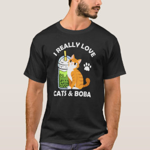 T-shirt Thé au Lait de Boba J'aime Vraiment les Chats & Bo