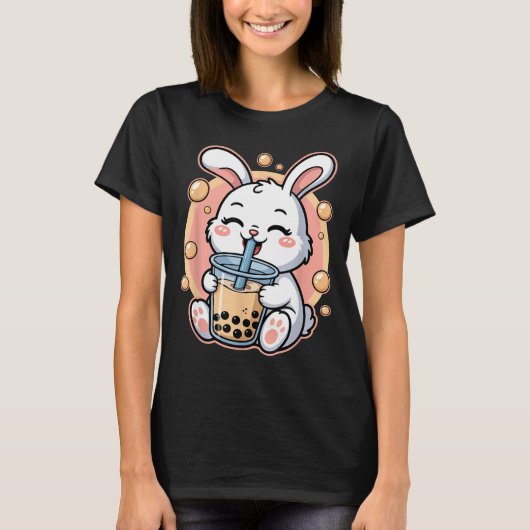 T-shirt Thé aux perles de Bubble Tea Funny Rabbit (Devant)