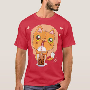 T-shirt Thé aux perles de chat Kawaii Bubble Tea Anime pou