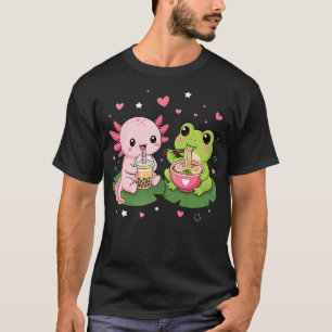 T-shirt Thé aux perles de l'axolot mignon et ramen de gren