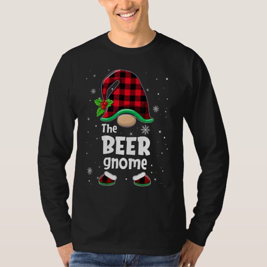 T-shirt The Beer Gnome Buffalo Plaid Christmas Matching Fa (Devant)