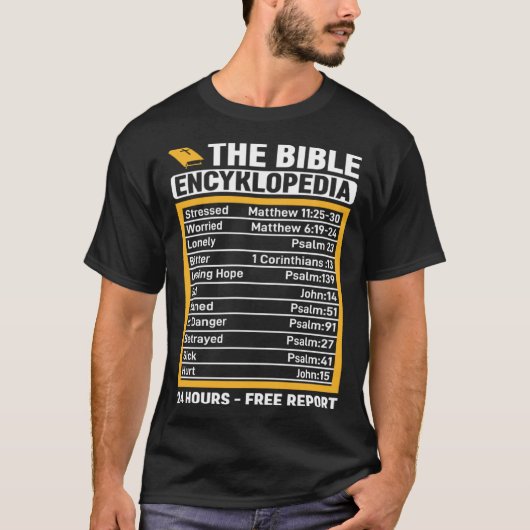 T-shirt The Bible Encyklopedia 24 Hours  Free Report (Devant)