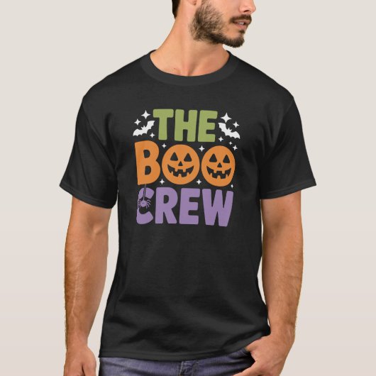 T-shirt The Boo Crew Halloween Jack-O'-Lantern & Spider Gr (Devant)