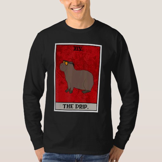 T-shirt The Capybara Drip Tarot Card Semi Aquatic Big Rode (Devant)