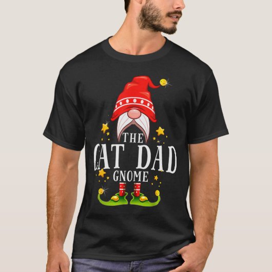 T-shirt The Cat Dad Gnome Christmas Matching For Men Women (Devant)