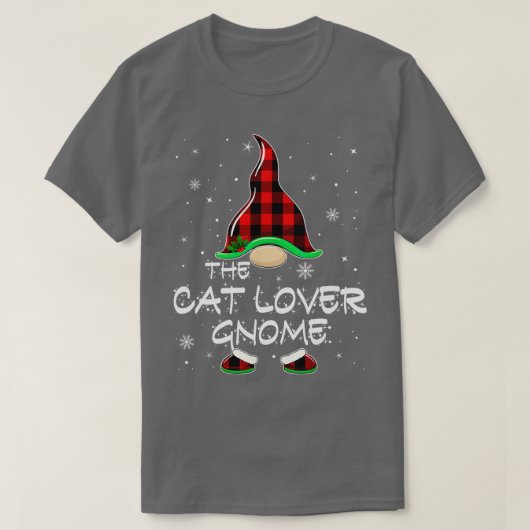 T-shirt The Cat Lover Gnome Buffalo Plaid Matching Family  (Design devant)