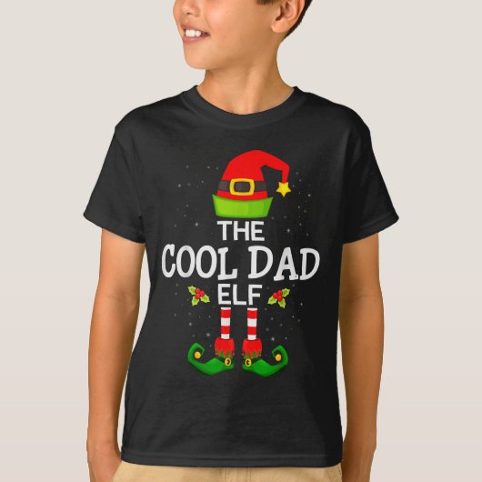 T-shirt The Cool Dad Elf Christmas Family Matching Pajama  (Devant)