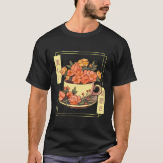 T-shirt Thé Coupe Fleurs florissantes Japon Cottagecore Vi