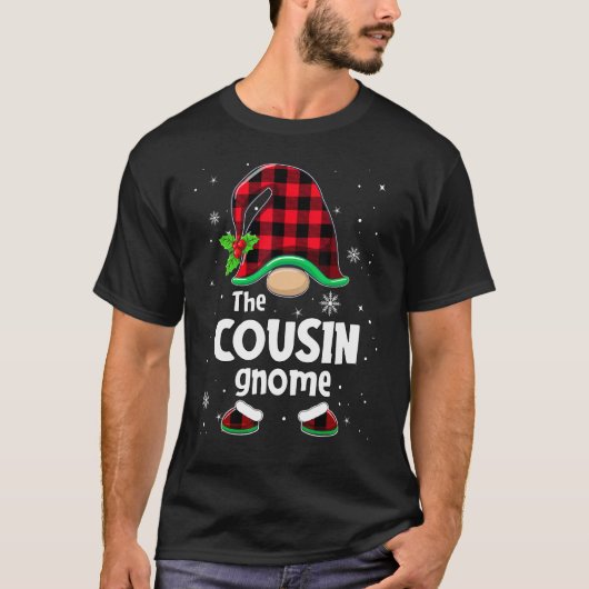T-shirt The Cousin Gnome Buffalo Plaid Christmas Matching  (Devant)