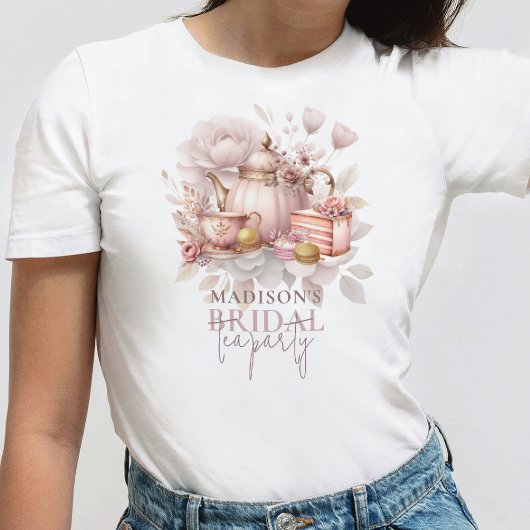T-shirt Thé de mariage aquarelle rose poudré personnalisé