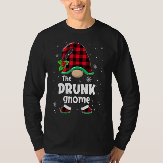 T-shirt The Drunk Gnome Buffalo Plaid Christmas Matching F (Devant)