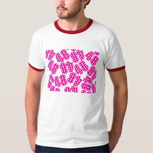 T-shirt The gingham check with red and white. at random (Devant)
