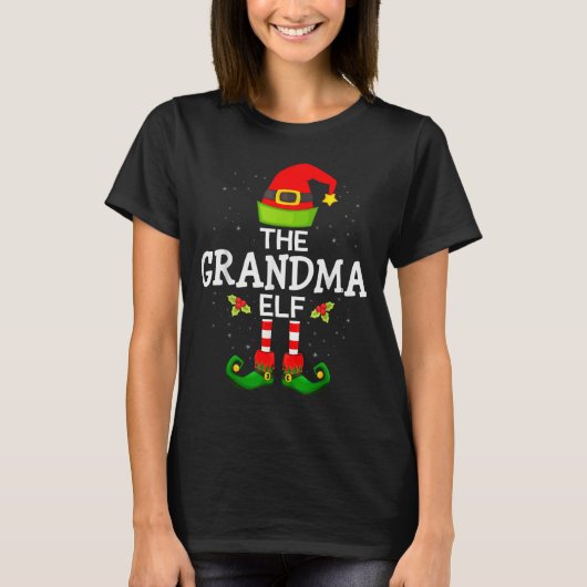 T-shirt The Grandma Elf Christmas Family Matching Pajama (Devant)