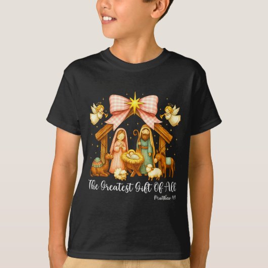 T-shirt The Greatest Gift Of All Nativity Scene Christian (Devant)