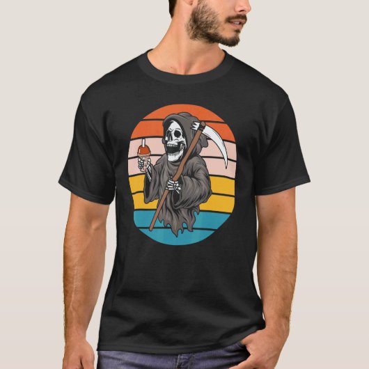 T-shirt The Grim Reaper Skeleton Skull Death Scythe Grunge (Devant)