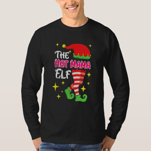 T-shirt The Hot Mama Elf Mother Elf (Devant)
