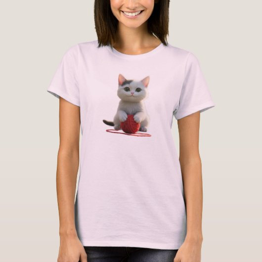 T-shirt The Kitten and the Red Yarn (Devant)