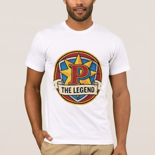 T-shirt The Legend Monogram P - Custom Superhero Gamer  (Devant)