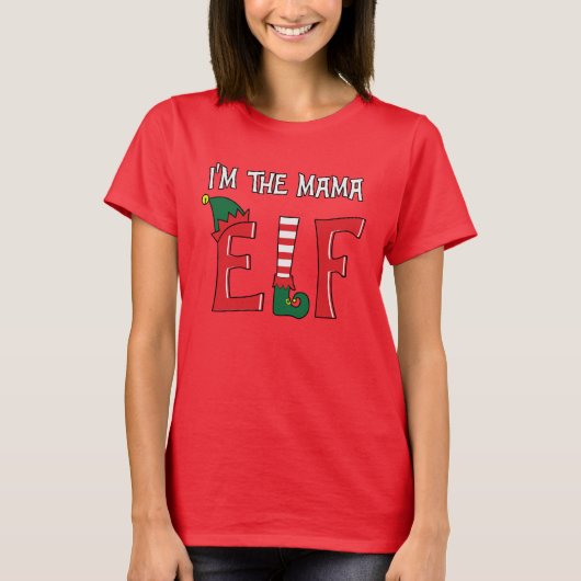 T-shirt The Mama Elf Family Matching Christmas Pajamas (Devant)