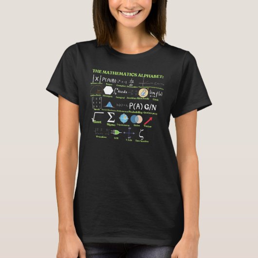 T-shirt The Mathematics Alphabet, cool science and Math (Devant)