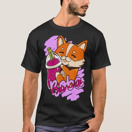 T-shirt thé mignon animation boba (Devant)