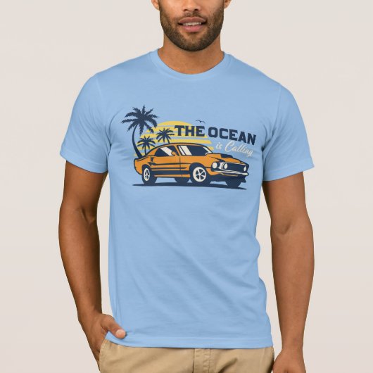 T-shirt The Ocean Is Calling Retro Beach Car Summer (Devant)