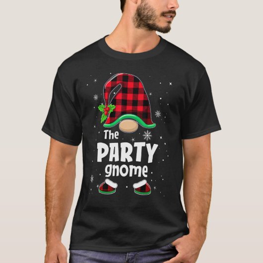T-shirt The Party Gnome Buffalo Plaid Christmas Matching F (Devant)