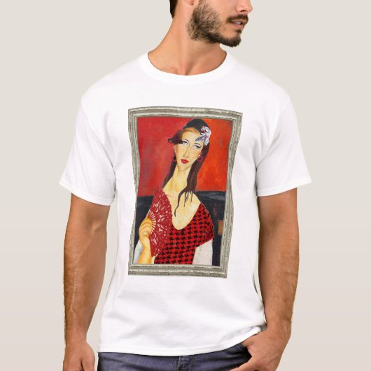T-shirt The Red Fan (based on Modigliani's painting) (Devant)