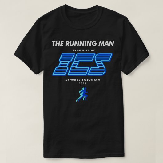 T-shirt The Running Man présenté par ICS Network Televisio (Design devant)