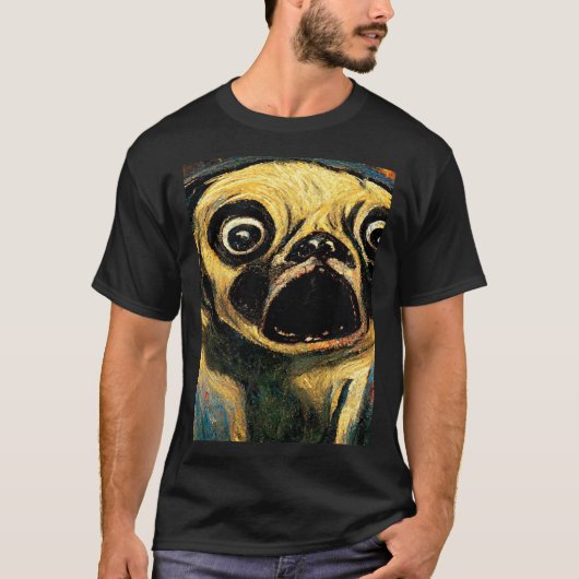 T-shirt The Scream Pug Version  Cute Dog (Devant)