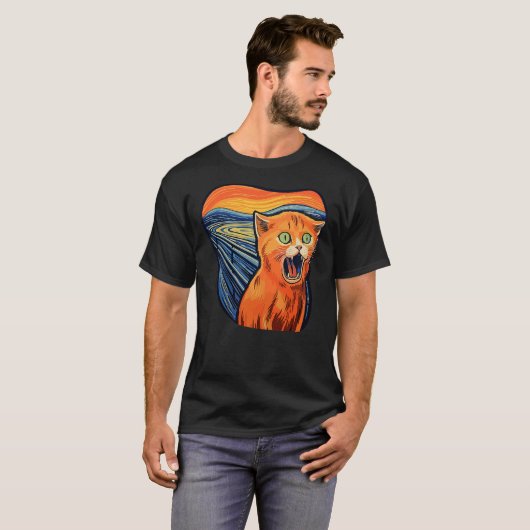 T-shirt The scream with cat art screaming cat (Devant entier)