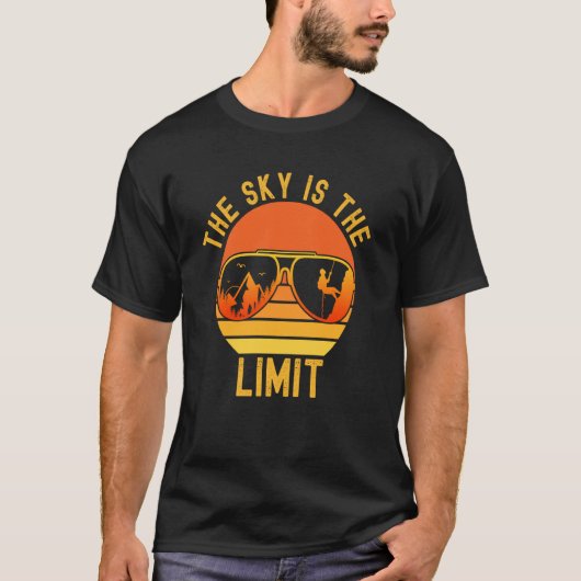 T-shirt The Sky Is The Limit Retro Sunset Rock Climbing Cl (Devant)