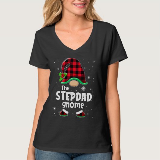 T-shirt The Stepdad Gnome Buffalo Plaid Christmas Matching (Devant)