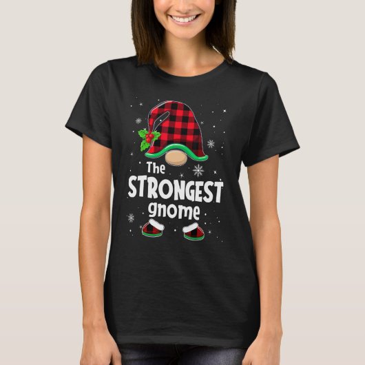 T-shirt The Strongest Gnome Buffalo Plaid Christmas Matchi (Devant)