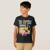 T-shirt The Toddler On The Bus Turns Two Years Cute Animal (Devant entier)